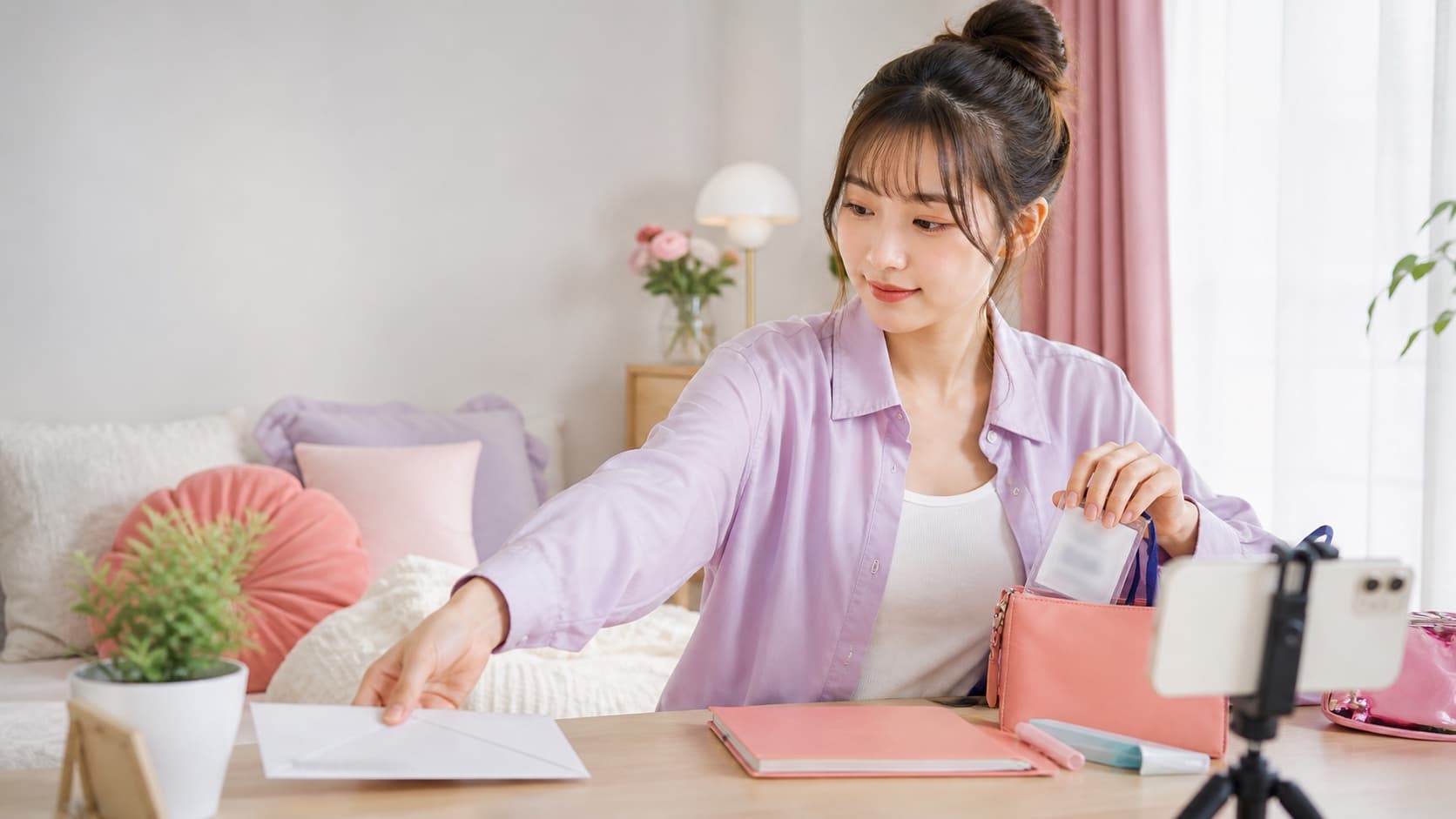 映像、会話、アカウントの三層で身バレ対策を確認する女性