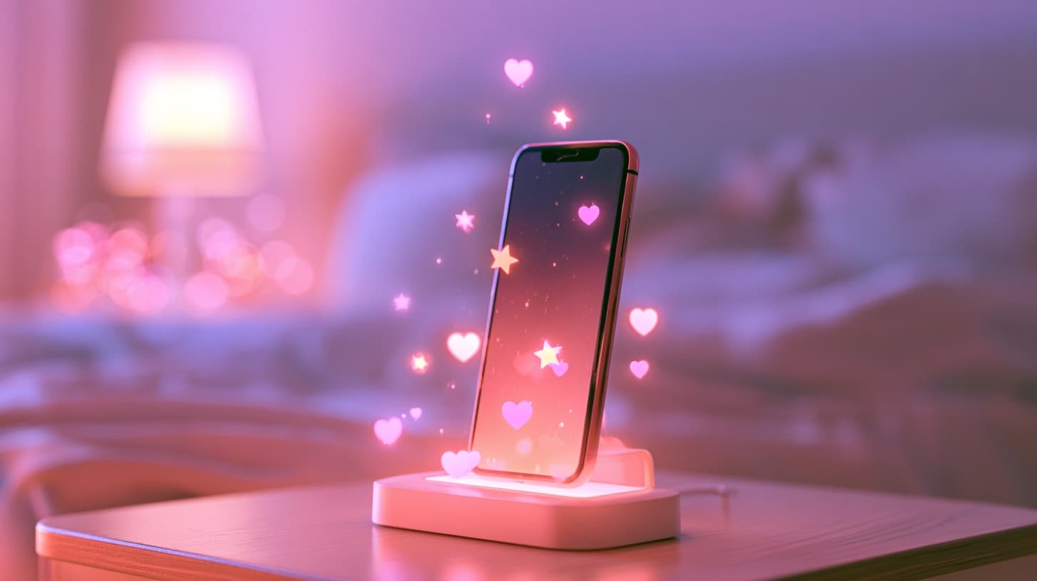 スマートフォンで視聴者と会話しながらライブ配信する女性のイメージ